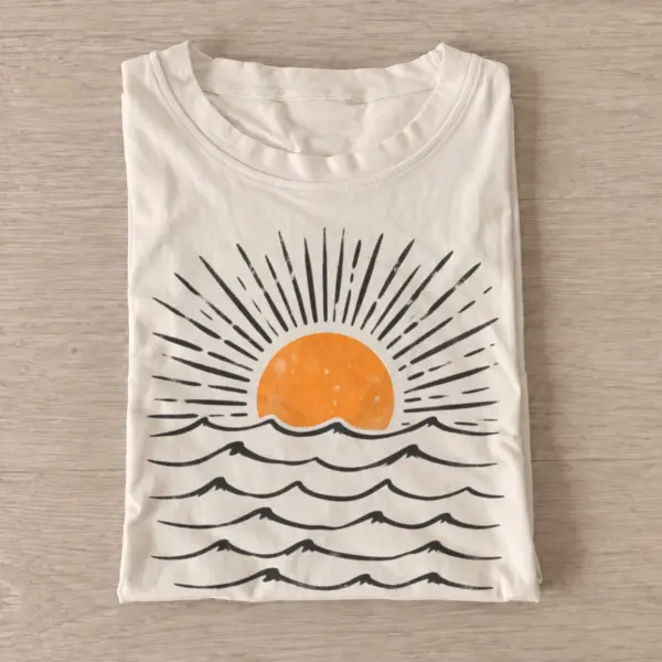 Sunset waves graphic t shirt sand20sunset waves.webp