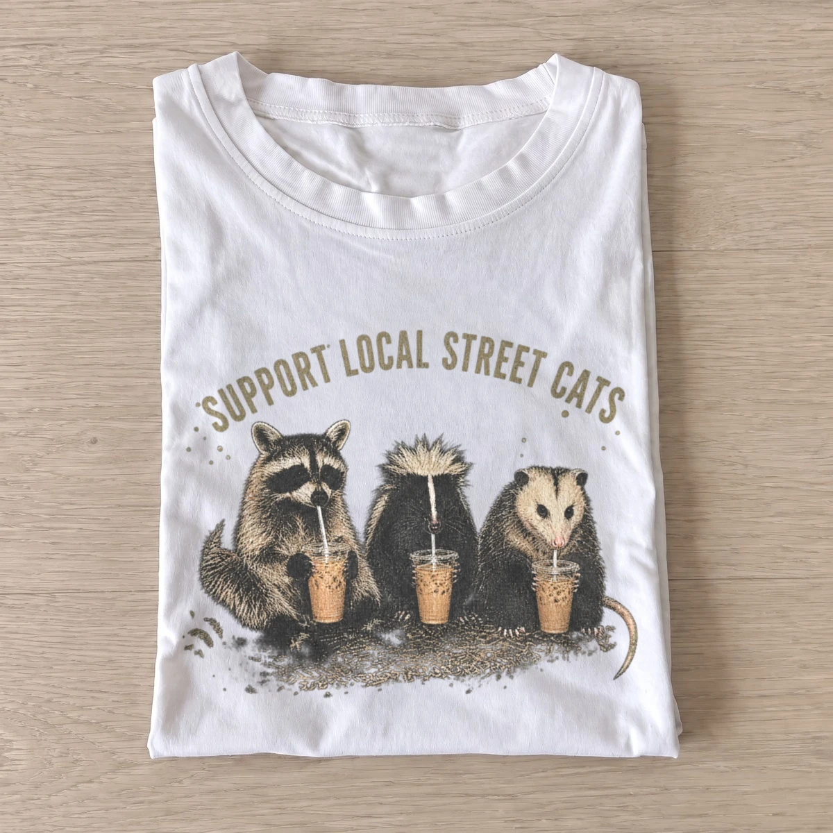 Support local street cats coffee club t shirt white20street critter coffee club.webp
