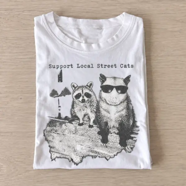 Support local street cats t shirt white20street cat duo.webp