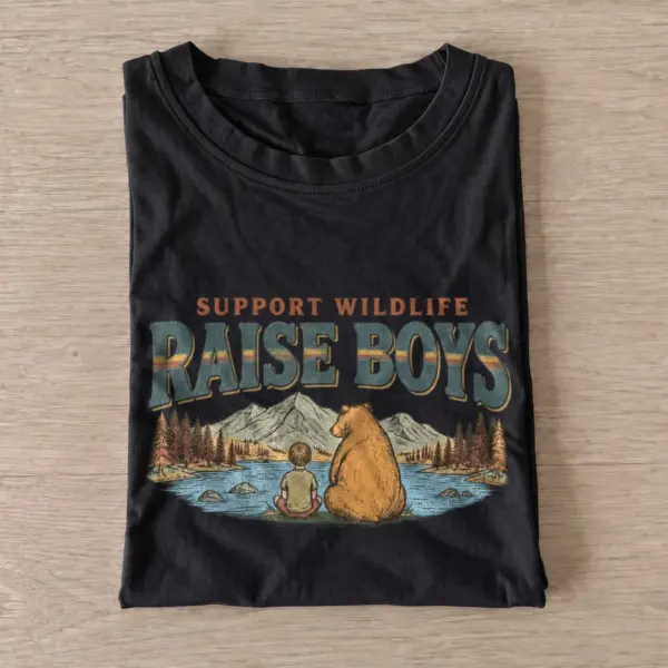Support wildlife raise boys bear t shirt black20raise boys bear.webp