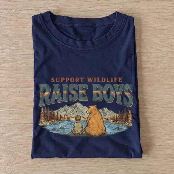 Support wildlife raise boys bear t shirt navy20raise boys bear.webp