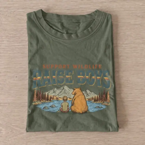 Support wildlife raise boys bear t shirt olive20raise boys bear.webp