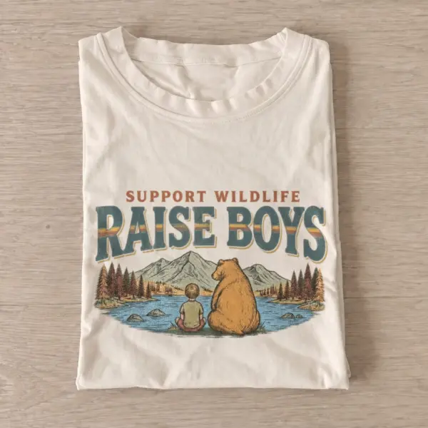 Support wildlife raise boys bear t shirt sand20raise boys bear.webp