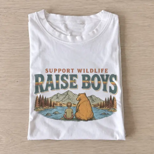 Support wildlife raise boys bear t shirt white20raise boys bear.webp