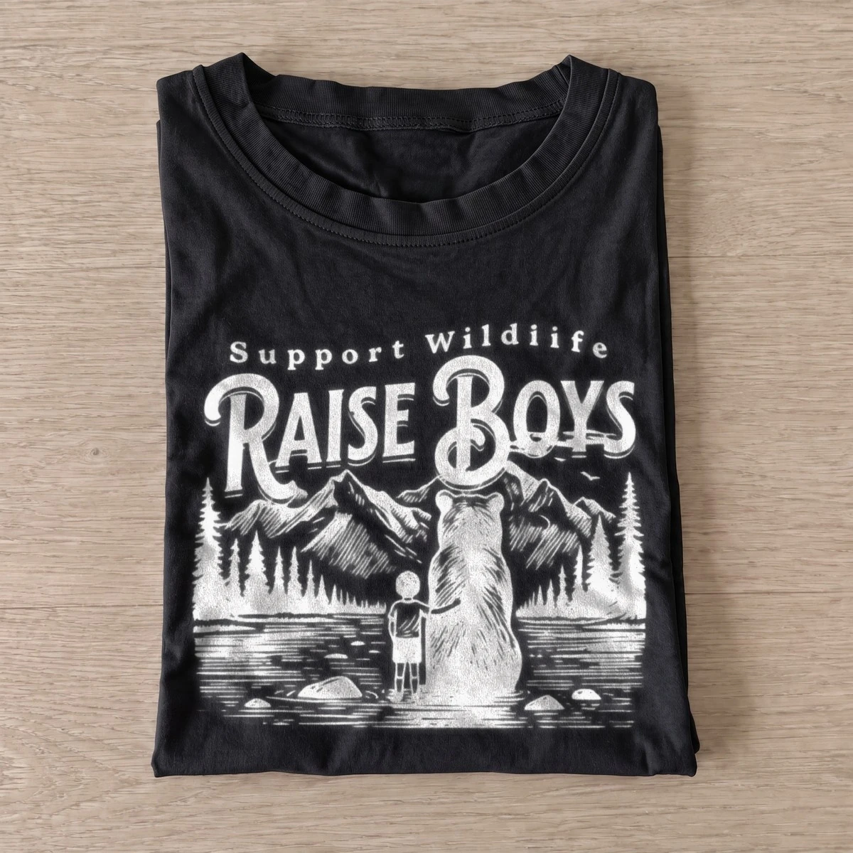 Support wildlife raise boys t shirt black20raise boys wilderness.webp
