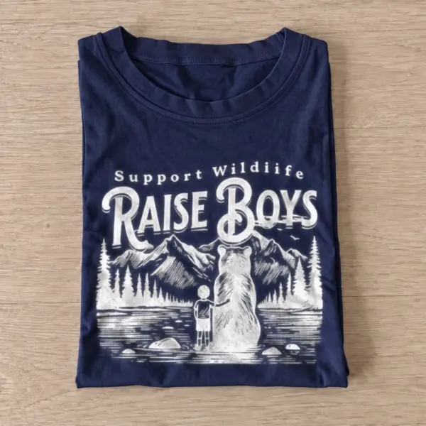 Support wildlife raise boys t shirt navy20raise boys wilderness.webp