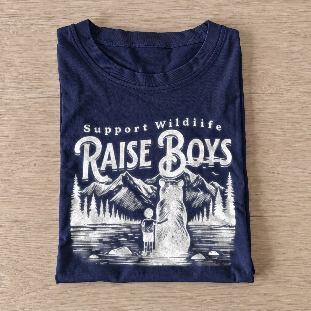 Support wildlife raise boys t shirt navy20raise boys wilderness.webp