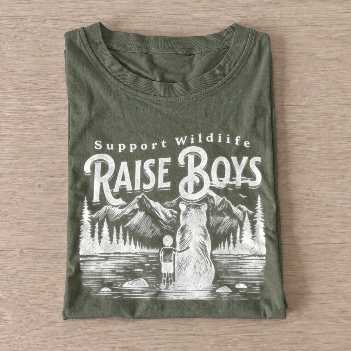 Support wildlife raise boys t shirt olive20raise boys wilderness.webp
