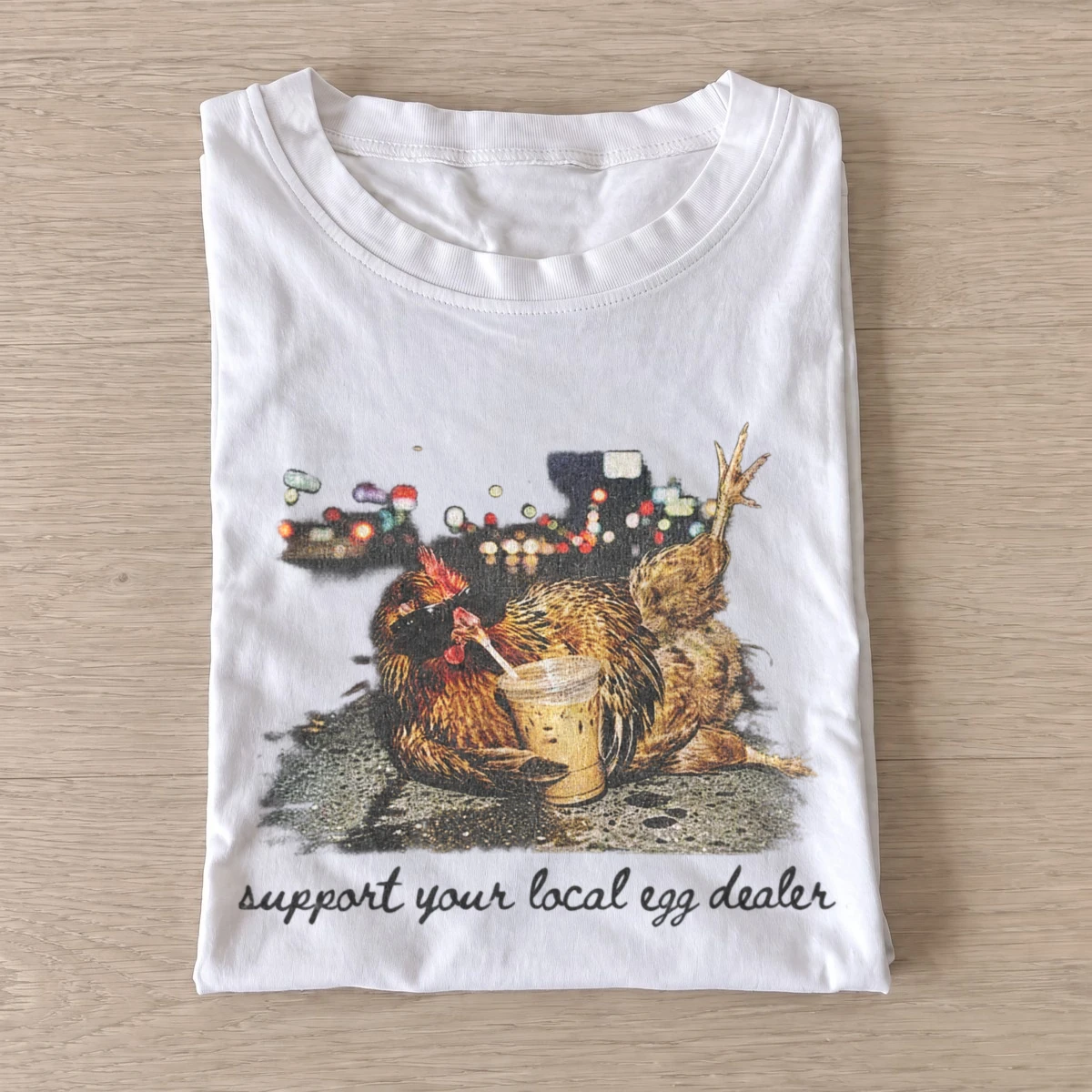 Support your local egg dealer chicken t shirt white20coffee egg dealer.webp