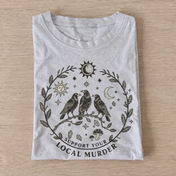 Support your local murder crow t shirt gray20support local crows.webp