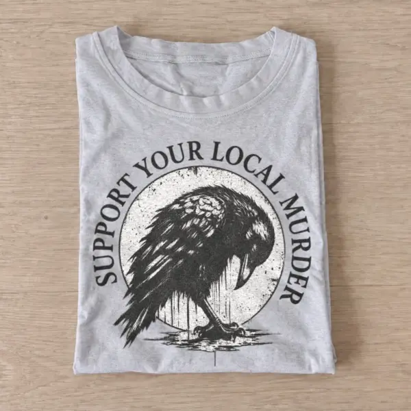 Support your local murder crow t shirt gray20support your local murder.webp