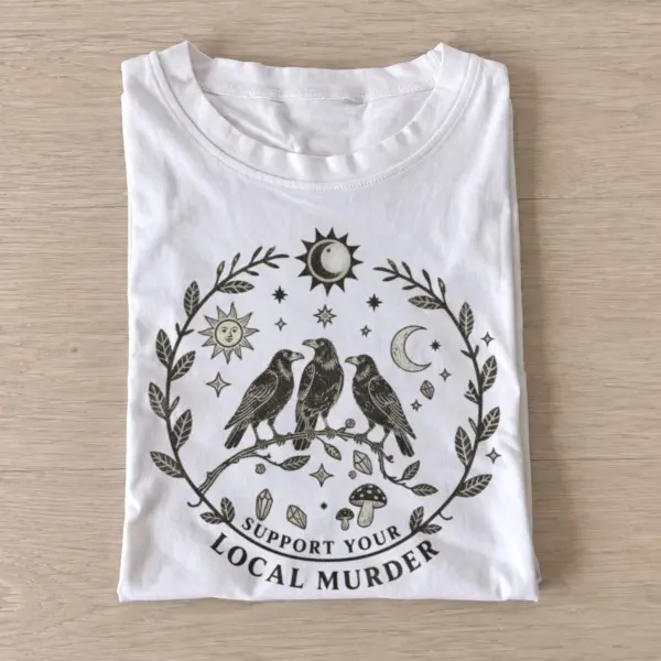 Support your local murder crow t shirt white20support local crows.webp