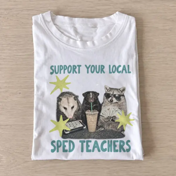 Support your local sped teachers critters t shirt white20special education critters.webp