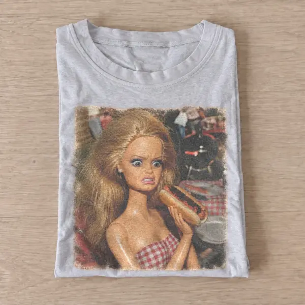 Surprised blonde doll graphic t shirt gray20surprised blonde doll.webp