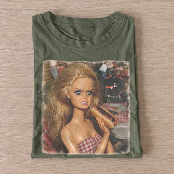 Surprised blonde doll graphic t shirt olive20surprised blonde doll.webp