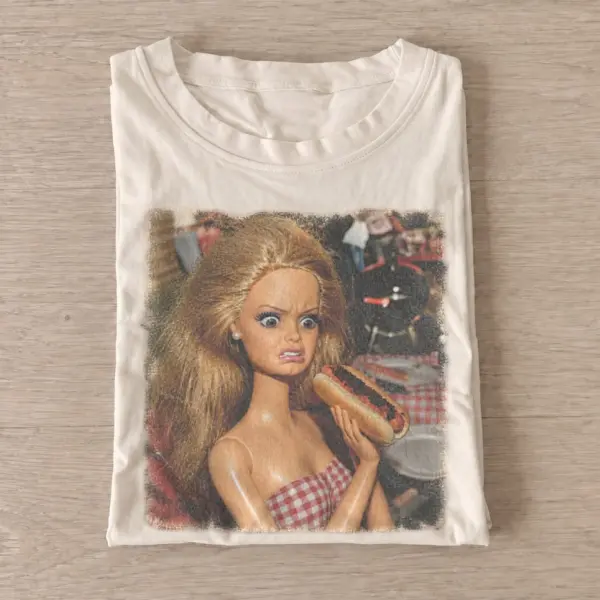Surprised blonde doll graphic t shirt sand20surprised blonde doll.webp