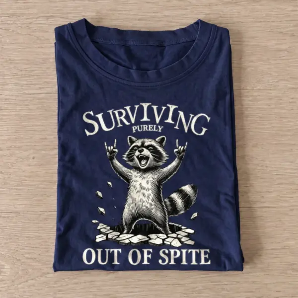 Surviving purely out of spite raccoon t shirt navy20spiteful survival raccoon.webp