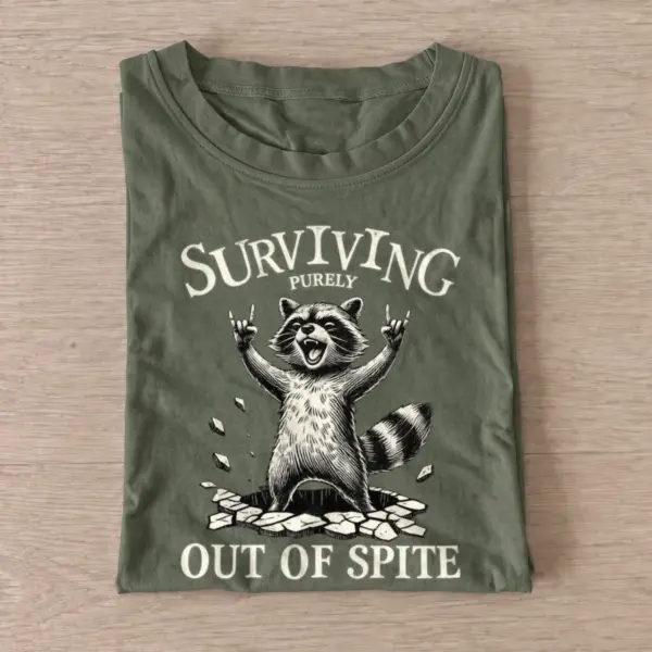 Surviving purely out of spite raccoon t shirt olive20spiteful survival raccoon.webp