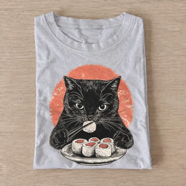 Sushi black cat t shirt gray20sushi black cat.webp