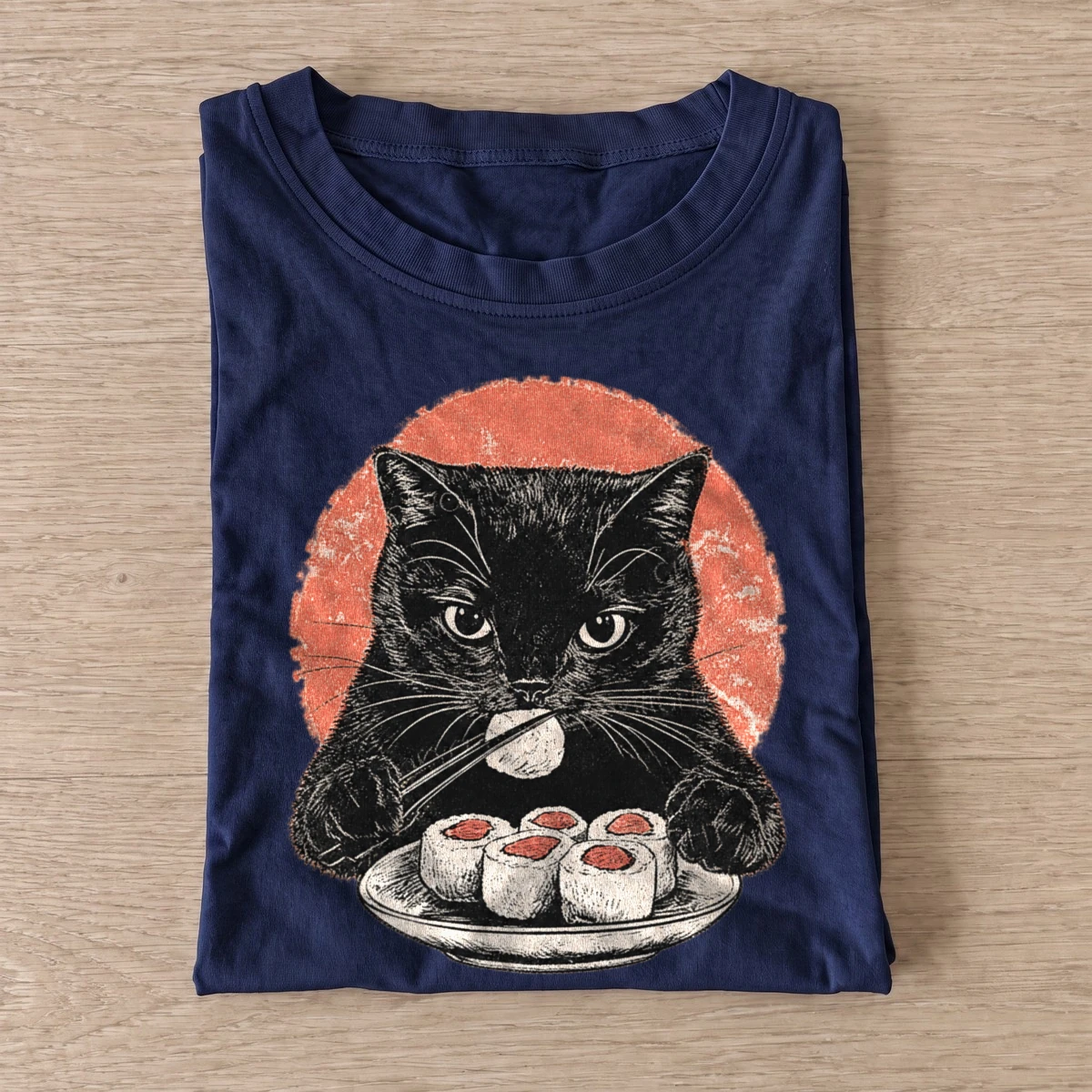 Sushi black cat t shirt navy20sushi black cat.webp