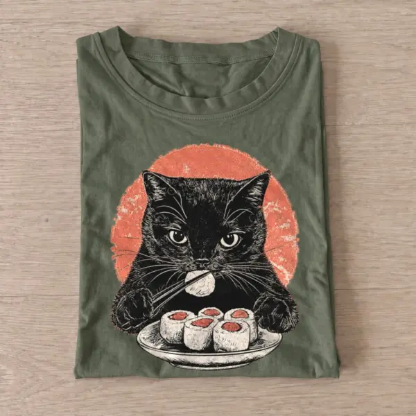 Sushi black cat t shirt olive20sushi black cat.webp