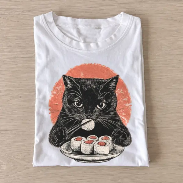 Sushi black cat t shirt white20sushi black cat.webp