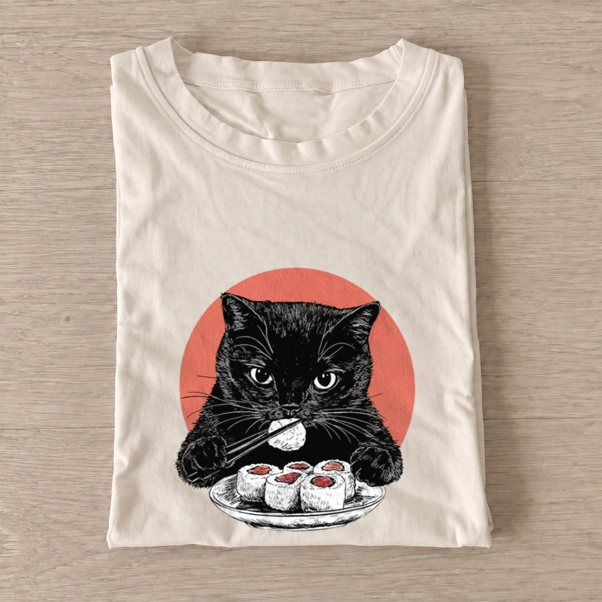 Sushi cat sunset t shirt sand20sushi cat sunset.webp