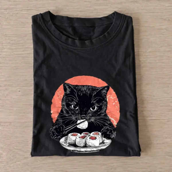 Sushi cat t shirt black20sushi cat.webp