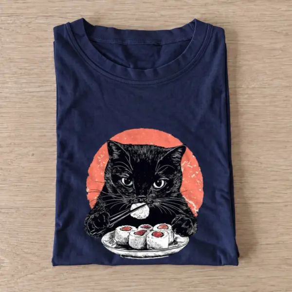 Sushi cat t shirt navy20sushi cat.webp