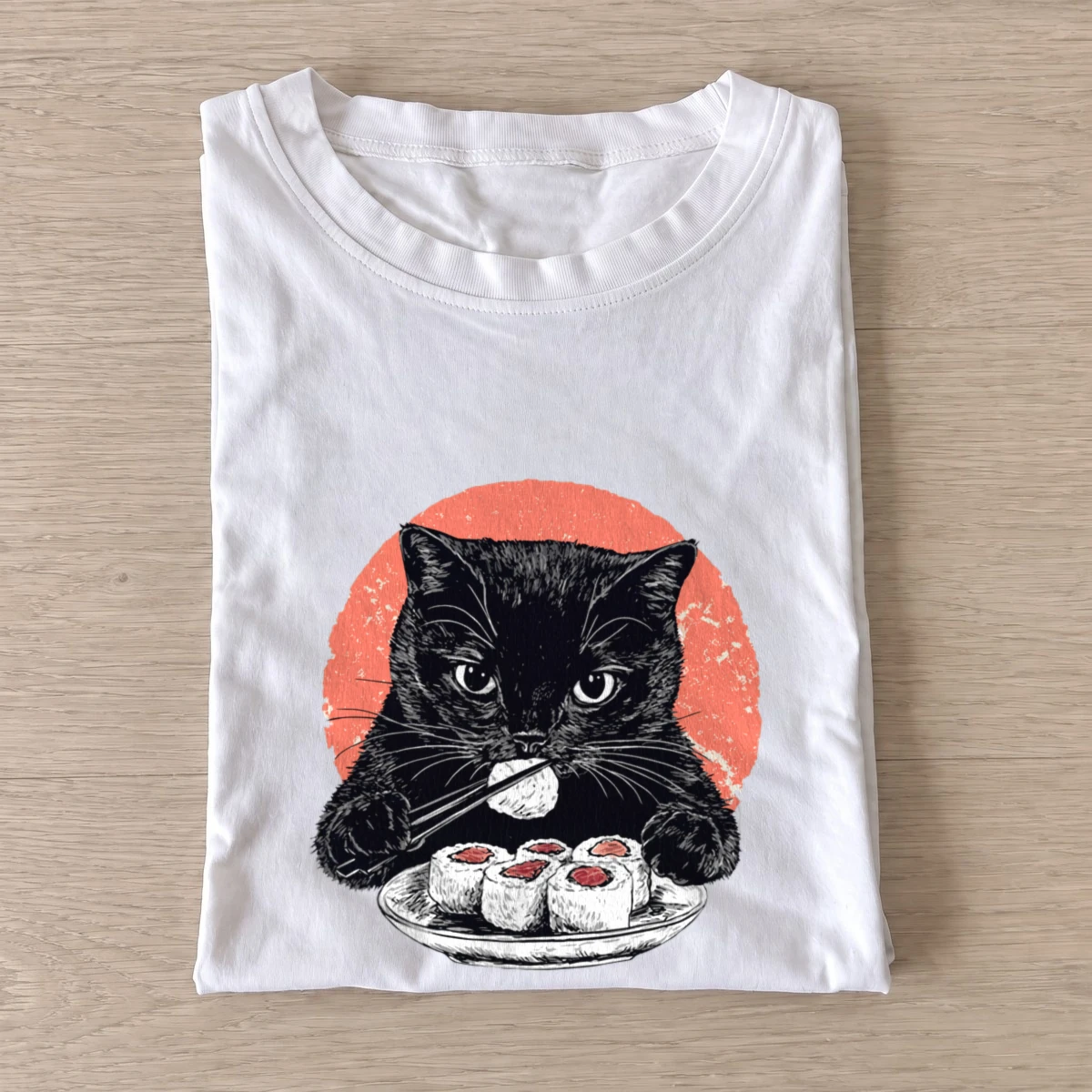 Sushi cat t shirt white20sushi cat.webp