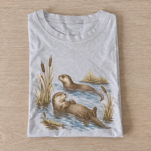 Swimming otter pair wildlife t shirt gray20otter pair.webp