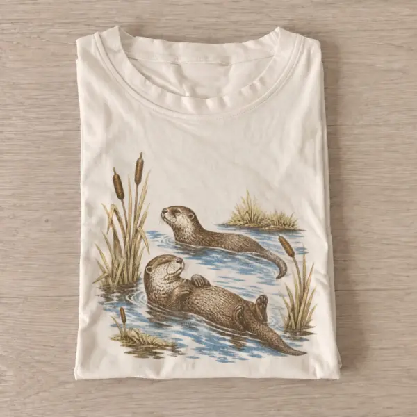Swimming otter pair wildlife t shirt sand20otter pair.webp