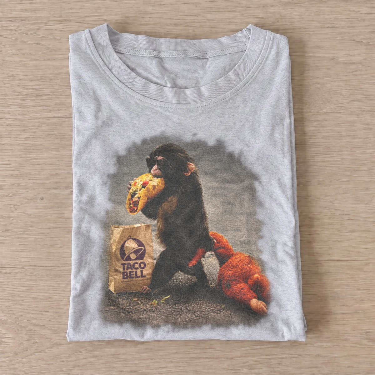 Taco monkey graphic t shirt gray20taco monkey.webp