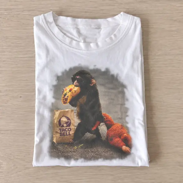 Taco monkey graphic t shirt white20taco monkey.webp