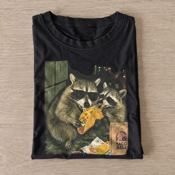 Taco raccoons graphic t shirt black20taco raccoon.webp