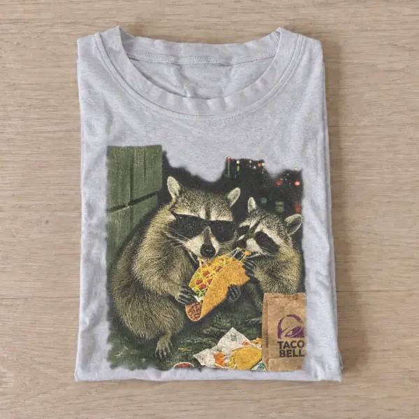Taco raccoons graphic t shirt gray20taco raccoon.webp