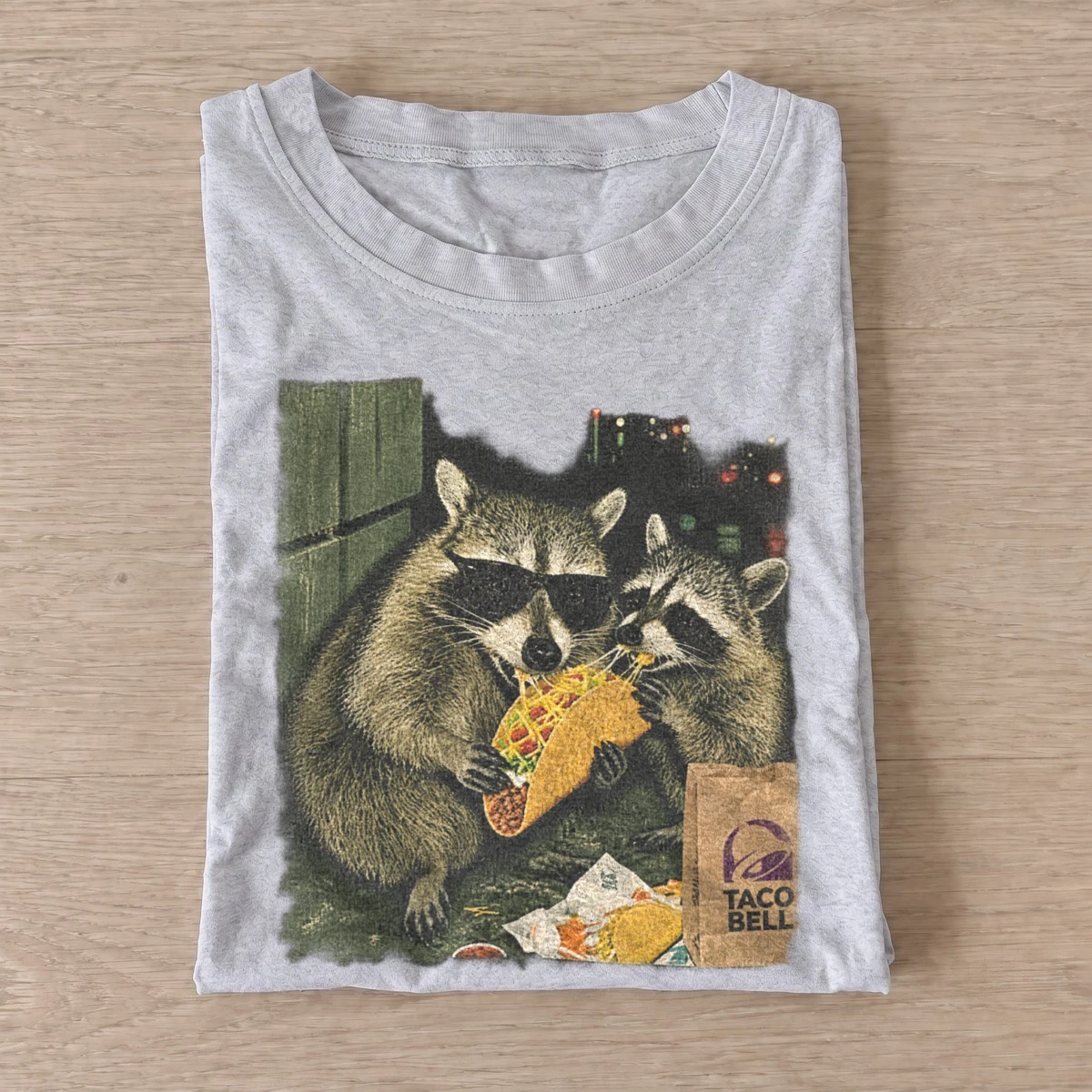 Taco raccoons graphic t shirt gray20taco raccoon.webp