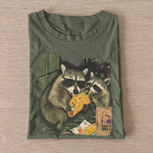Taco raccoons graphic t shirt olive20taco raccoon.webp