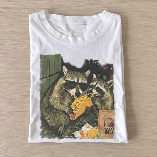 Taco raccoons graphic t shirt white20taco raccoon.webp