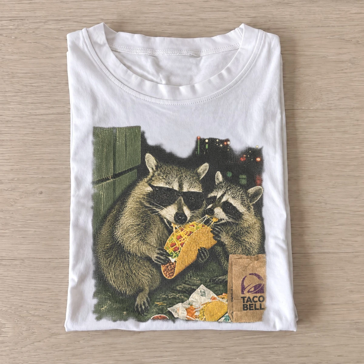 Taco raccoons graphic t shirt white20taco raccoon.webp