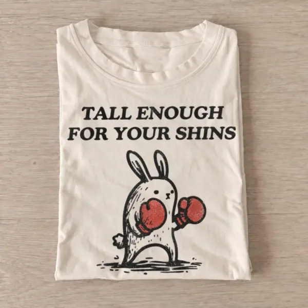 Tall enough for your shins boxing rabbit t shirt sand20shin punching rabbit.webp