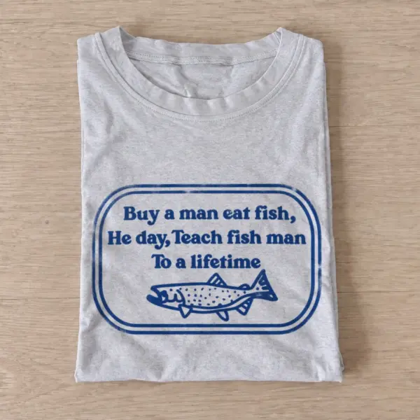 Teach fish man fishing graphic t shirt gray20teach fish man.webp