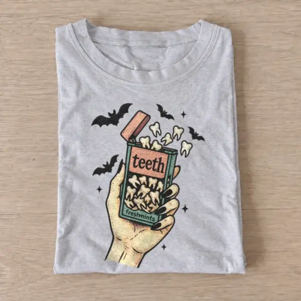 Teeth fresh mints graphic t shirt gray20teeth mints.webp