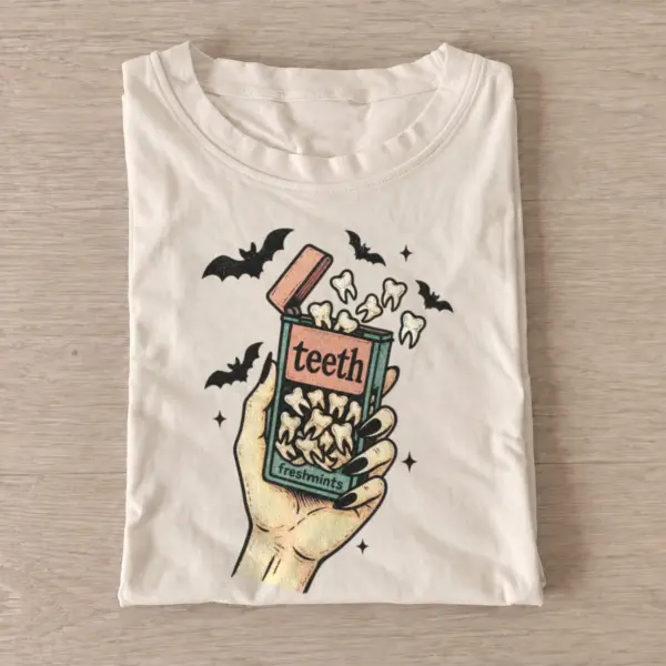 Teeth fresh mints graphic t shirt sand20teeth mints.webp