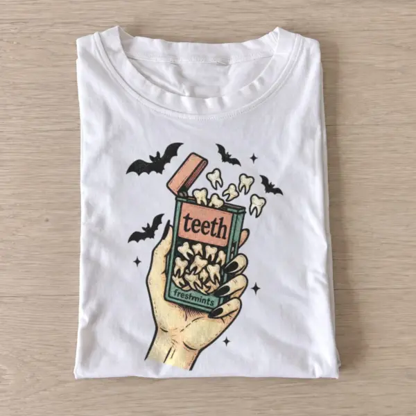 Teeth fresh mints graphic t shirt white20teeth mints.webp