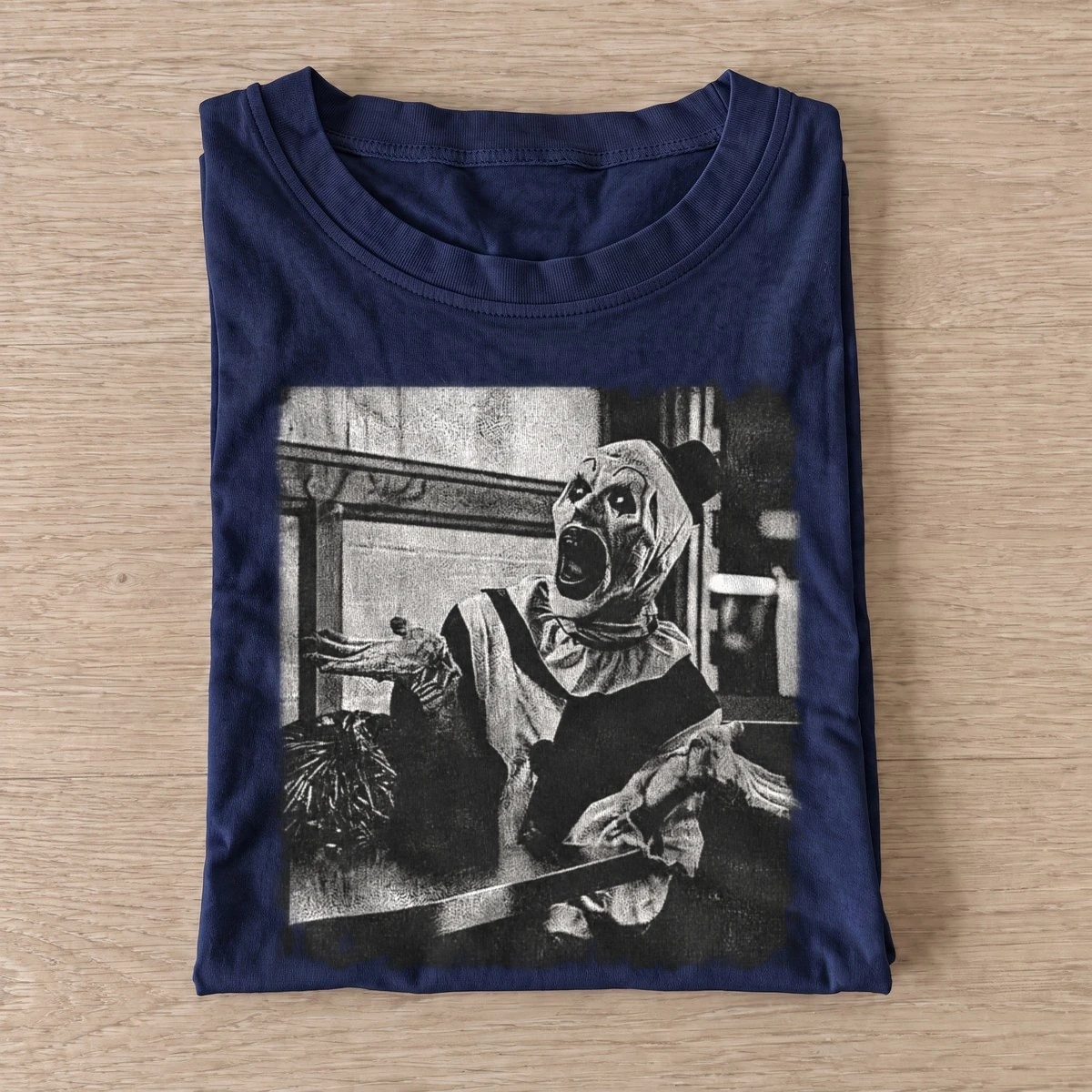 Terrified killer clown t shirt navy20terrified killer clown.webp