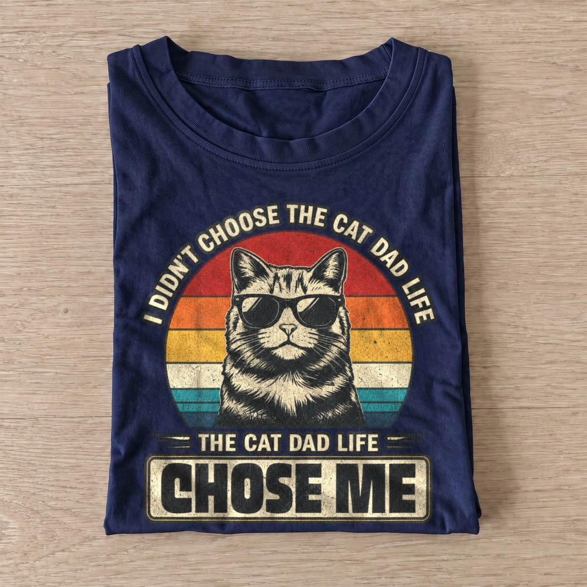 The cat dad life chose me t shirt navy20cat dad life.webp