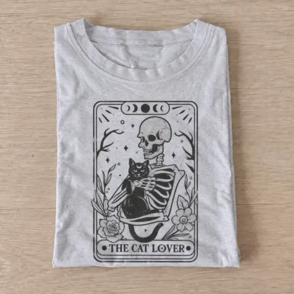 The cat lover skeleton tarot card t shirt gray20cat lover tarot.webp