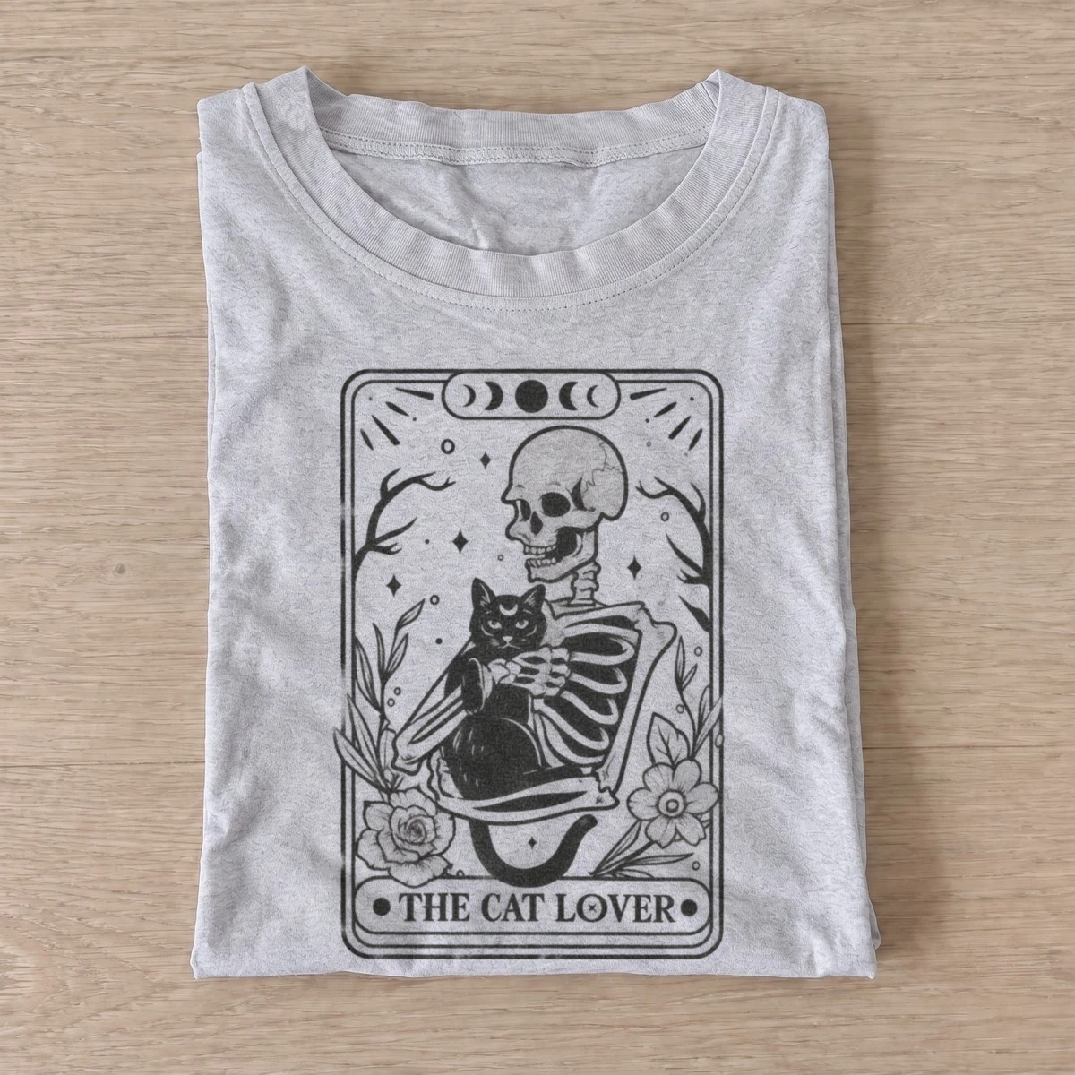 The cat lover skeleton tarot card t shirt gray20cat lover tarot.webp