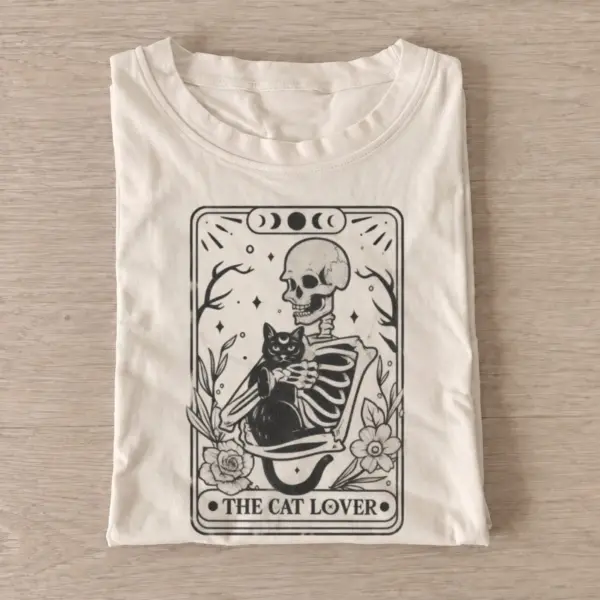 The cat lover skeleton tarot card t shirt sand20cat lover tarot.webp